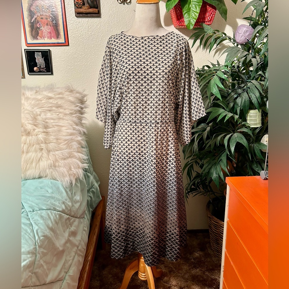 Grey and Black Dolman Sleeve Long Sheer Dress